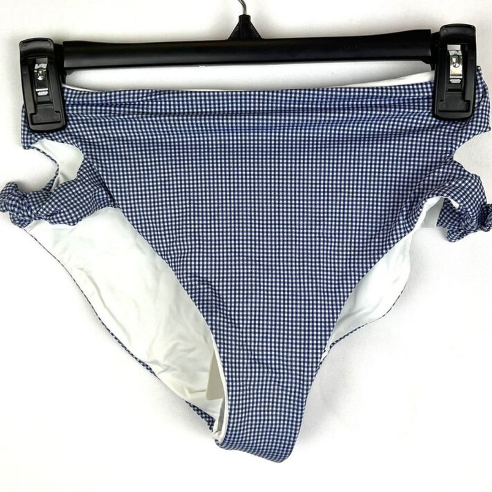 L Space Women’s Blue/White Side Cut Out Bikini Bottom Size S